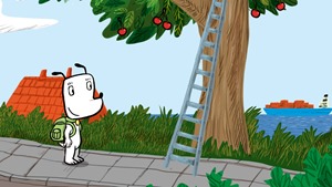 Hunden Ib - Ib kravler op ad stigen