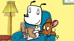 Hunden Ib - Ib læser en tyk bog